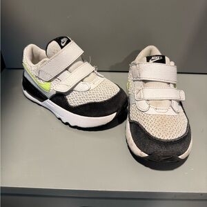 Nike toddler White and Black Velcro nike air with Neon Accent
